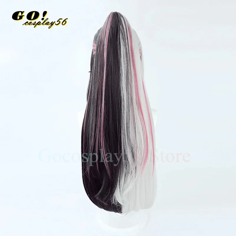 

2025 yiyiVTuber Yorumi Rena Cosplay Wig High Ponytail Mixed Pink Gray Black Youtuber Long Straight Hair Girls Idol Headwear