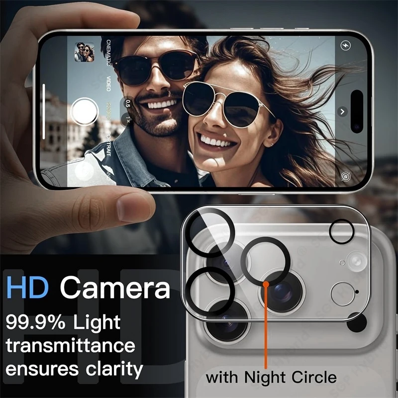 3-1Pcs 3D Curved Clear Crystal Tempered Glass Camera Lens Protector Case For iPhone17 iPhone 17 Pro ProMax 17Pro Max i Phone Air - náhled 5