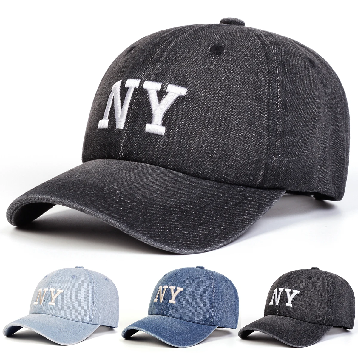 Gorras de béisbol de mezclilla lavada con bordado de letras NY Unisex primavera y otoño sombreros casuales ajustables al aire libre gorra deportiva con protección solar