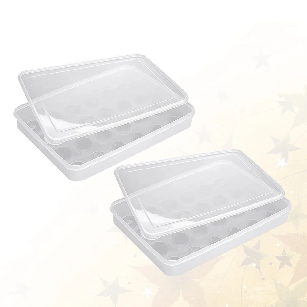 

2Pcs 24 Pocket Container Plastic Storage Box Transparent Food Holder For Home Kitchen Refrigerator Organizer