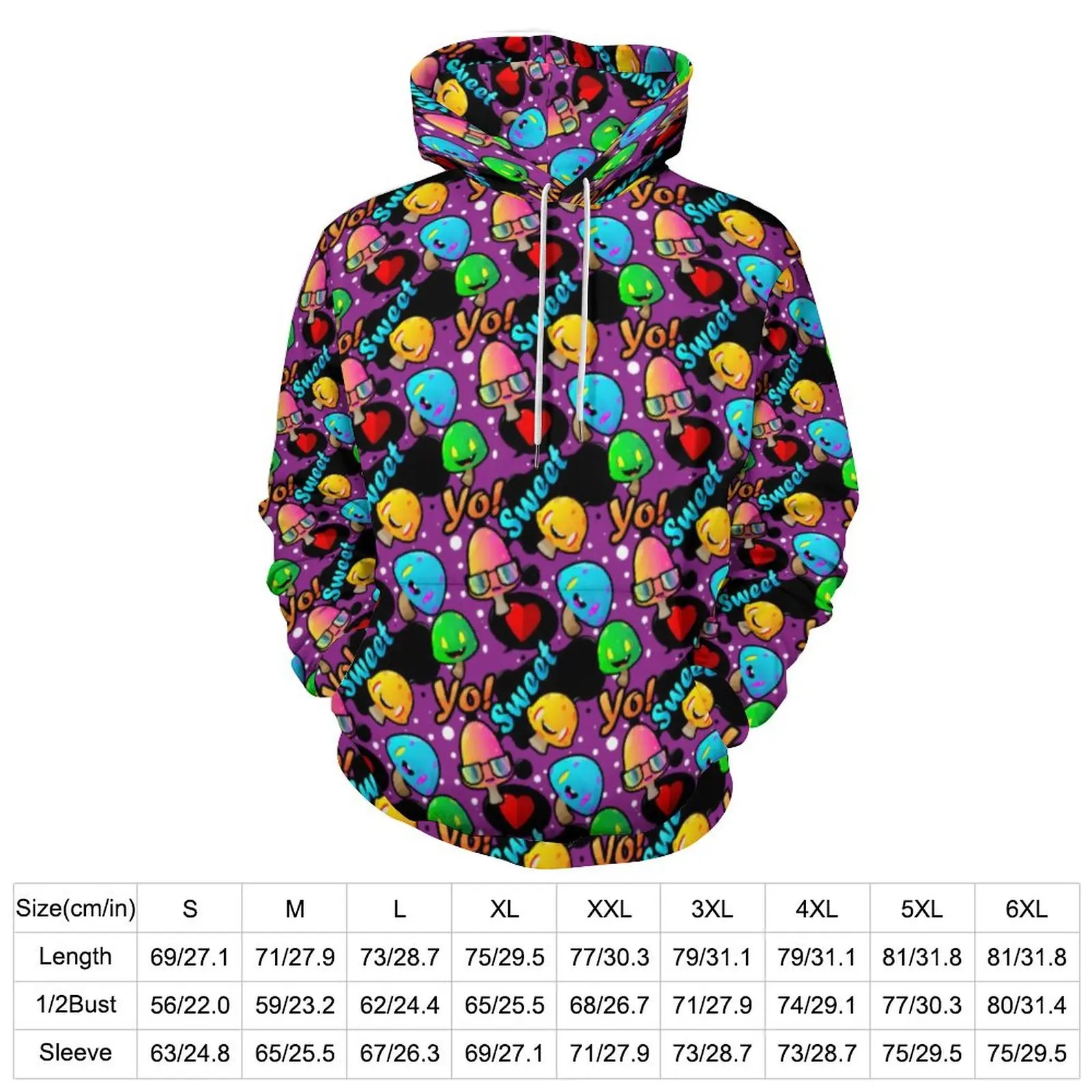 Magic Mushroom Casual Hoodies Cute Cartoon Print Funny Design Loose Hoodie Winter Long-Sleeve Harajuku Oversized Tops