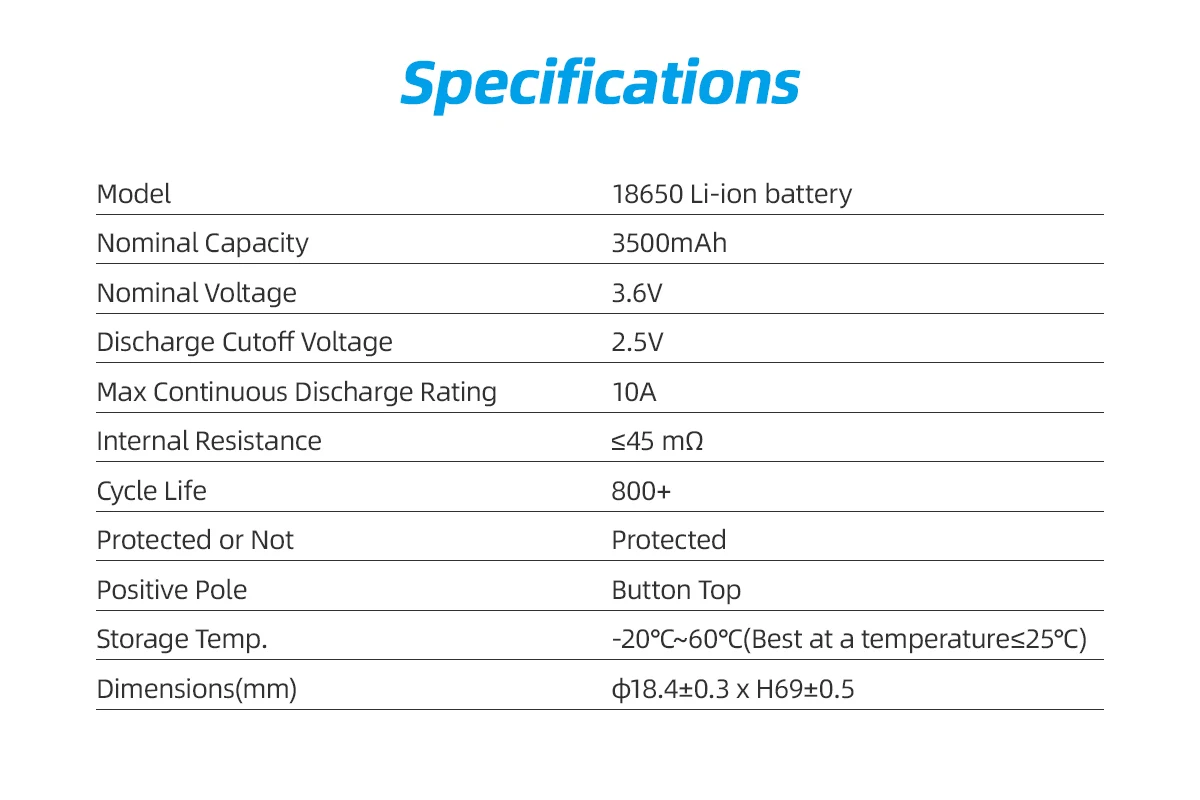 XTAR 2/4PCS 3.6V 18650 3500mAh Protected Battery High Capacity 10A Discharge 800 Cycles Long Lifespan Multiple Protections