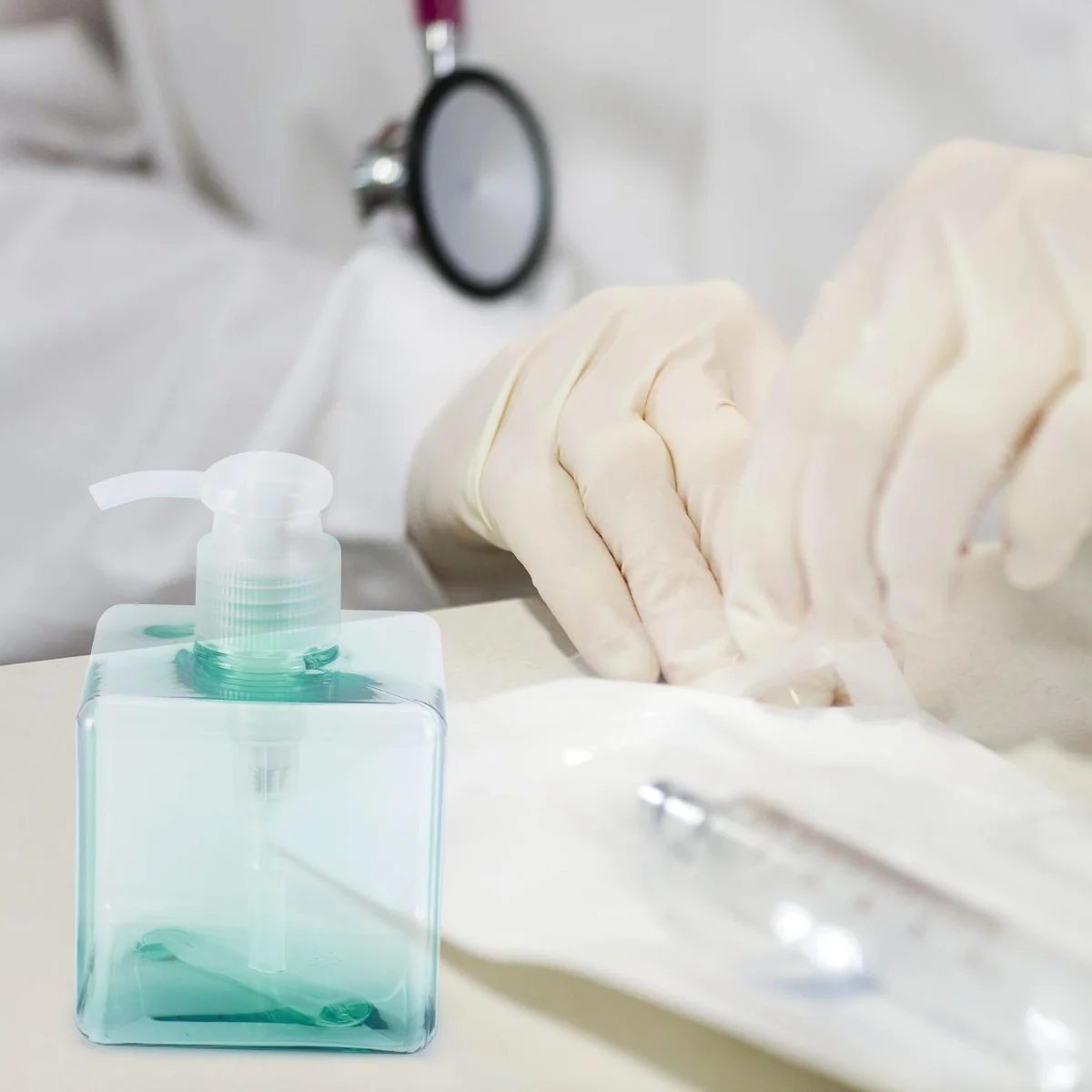 250 مللي 8.4 أوقية مضخة مربعة فارغة قابلة لإعادة الملء شفافة زرقاء لغسول الصابون السائل موزع شامبو الحاويات أداة العناية بالبشرة مضخة #6