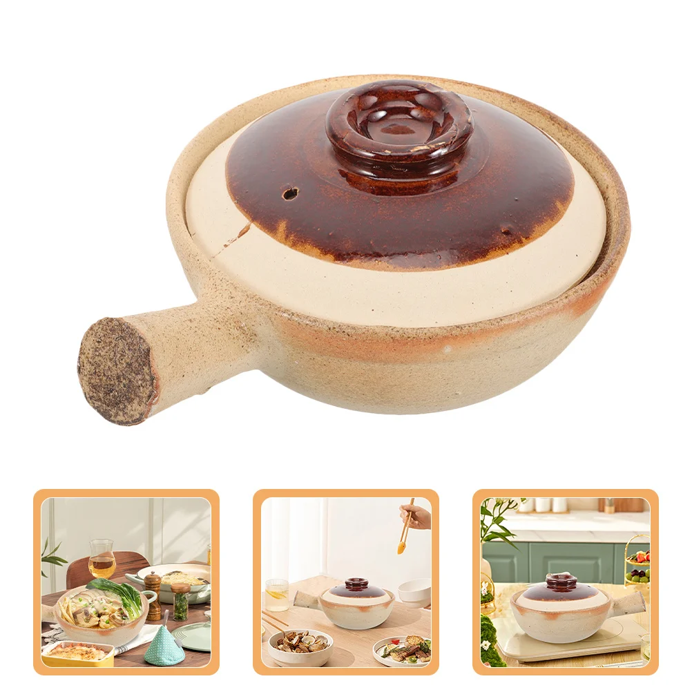 

Ceramic Stew Pot for Braised Chicken Rice Noodles Spicy Hot Pot Soup Rice Humanized Design Convenient to Hold Time to Cook