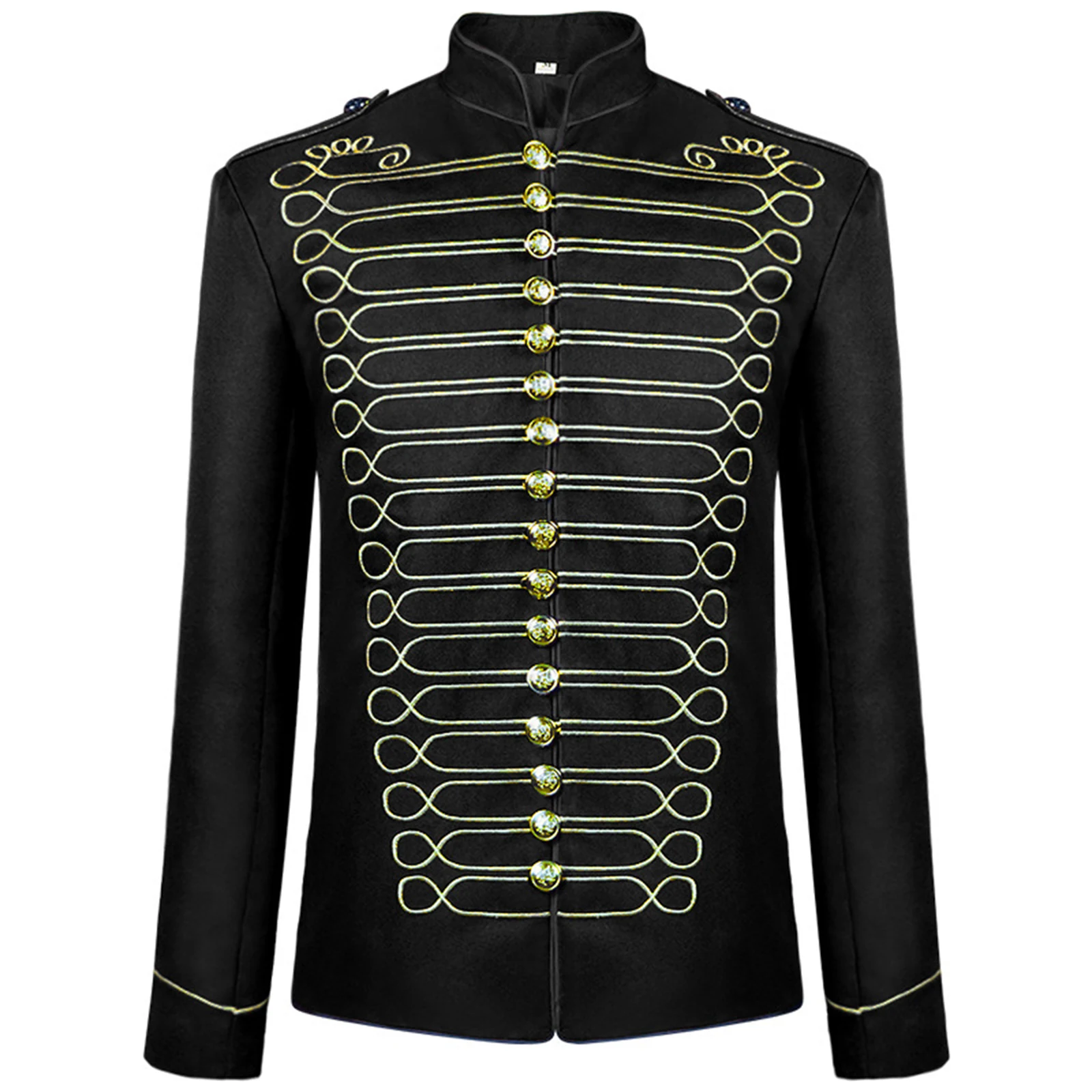 Mens Halloween Dress Up Coat Tops Medival Renaissance Cosplay Outfits Long Sleeve Drummer Parade Jacket Gothic Stand Collar