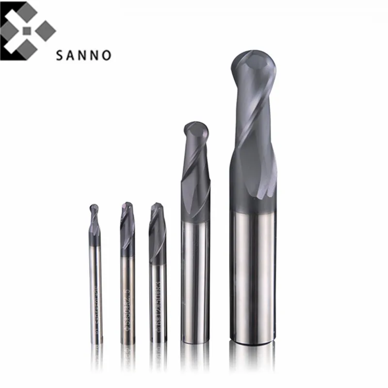 

HRC45 Degree 2 Flutes D8 - D18mm Tungsten Steel Half Round Ball End Mill CNC Milling Cutter Lathe Milling Machining Tool