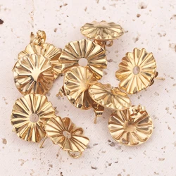 10pcs Gold-Plate Sun Flower Stainless Steel Round Teardrop Earring Posts for Earrings Findings Jewelry Making Supplies Material
