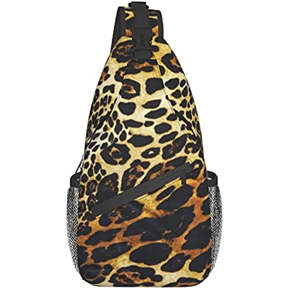 Leopard Print Large Capacity Sling Bag, Adjustable and Reversible Shoulder Strap Backpack Travel Crossbody Daypack