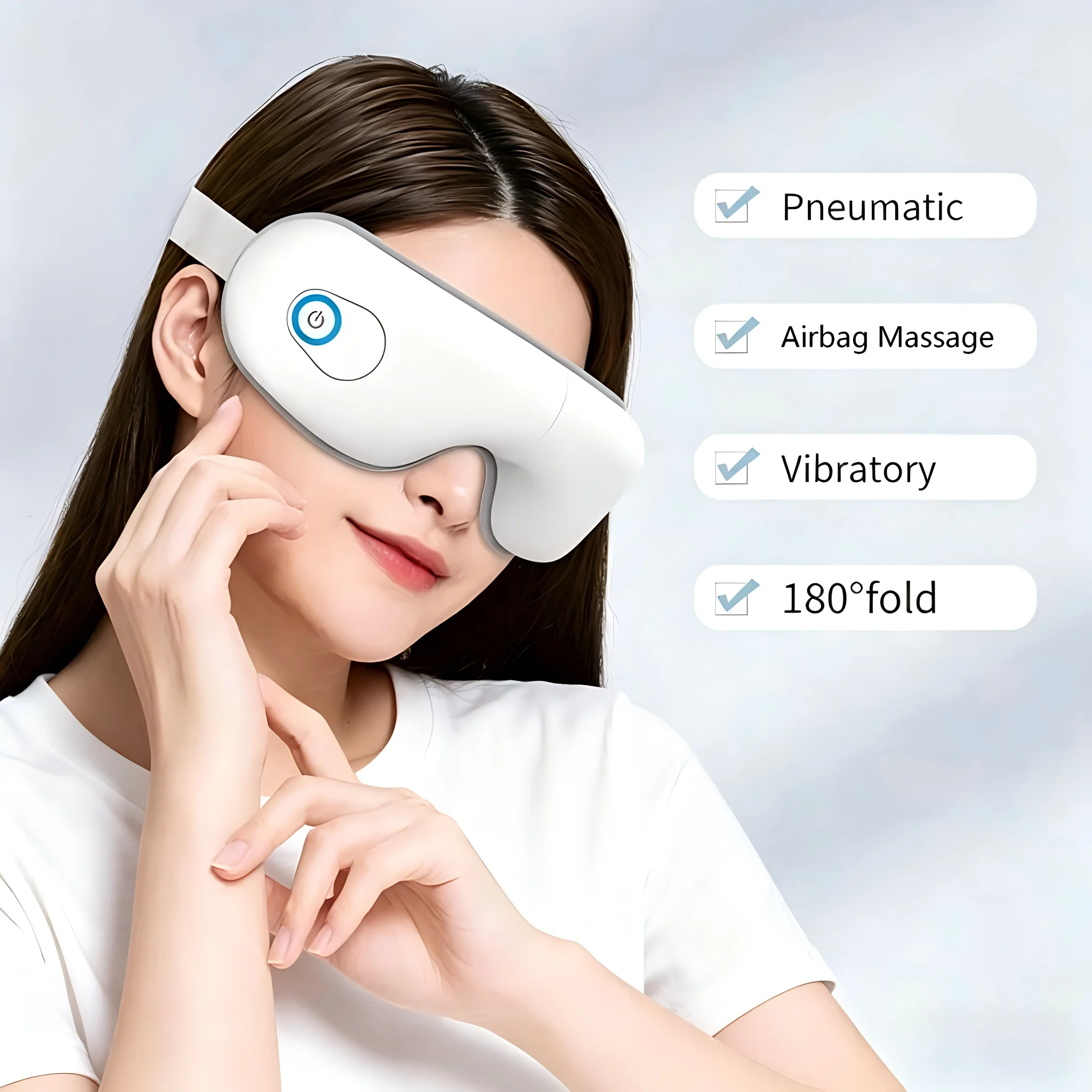 Masque de massage oculaire pliable avec musique Bluetooth et compression par airbag, appareil de soin des yeux, cadeau pour les yeux fatigués, les yeux secs, améliore le sommeil