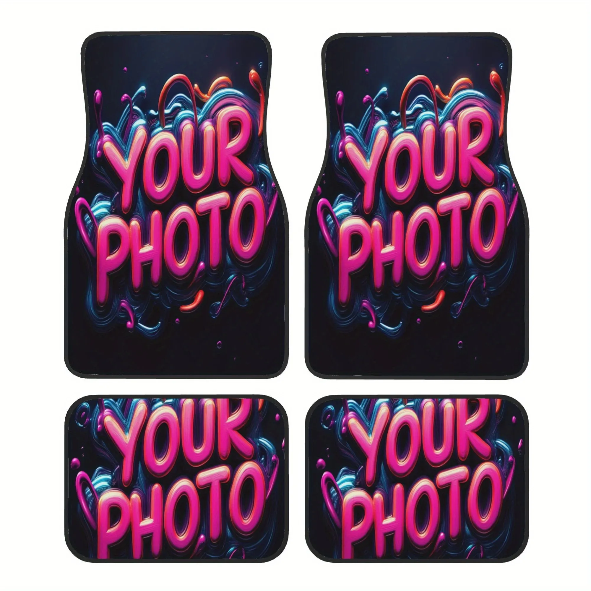 

4 customizable car floor mats - non slip, washable - personalized design - ideal gift for men and women, decoration and accessor
