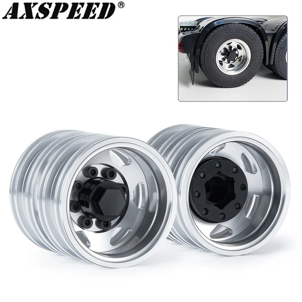 AXSPEED Aluminum Alloy Rear Wheel Rim Hub for Tamiya 1/14th Scale RC Tractor Truck Trailer Tipper Cargo Car Upgrade Parts