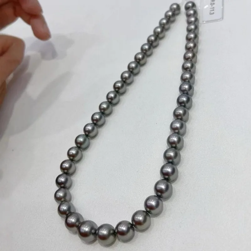 

Natural Wholesale 8-9mm Platinum Grey Pearl Necklace with Flaws, Fashionable and Versatile Birthday Gift