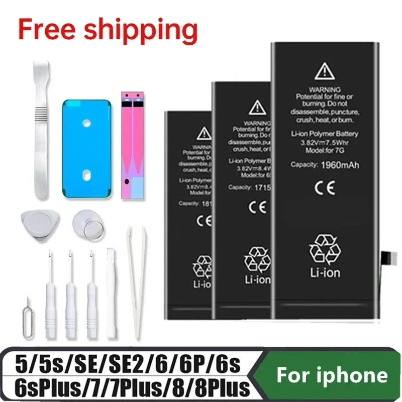 Original Phone Battery for Iphone 6S 7 8 6 Plus X SE 5S 5  0 Cycle Rechargeable Batterie for Apple Replacement Battery