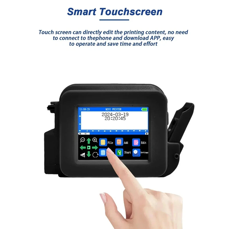 12.7mm Portable Mini Printer Handheld Inkjet Printer Text QR Barcode Batch Number Logo Image Coding Machine US Plug-ABFT