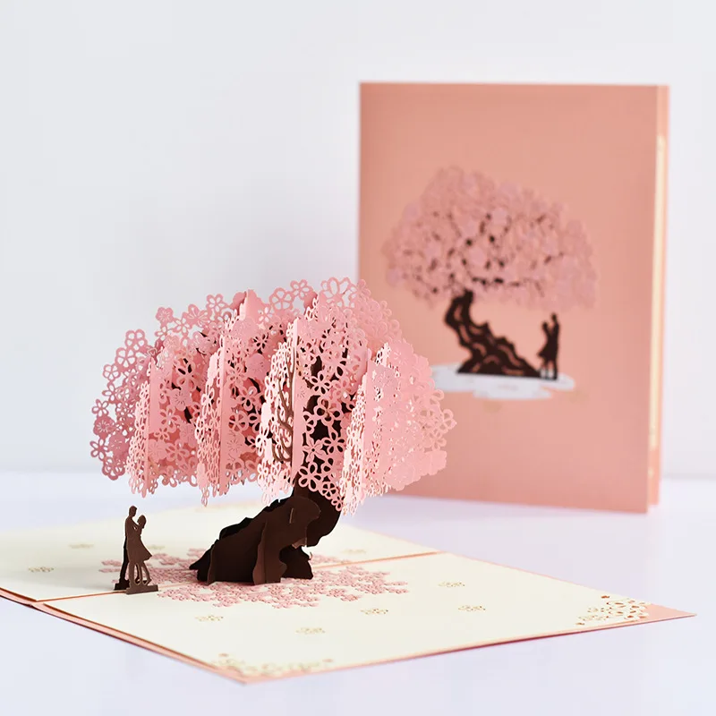 

3D pop-up style new Valentine's Day commemorative card handmade paper carving holiday blessings love card couple gift