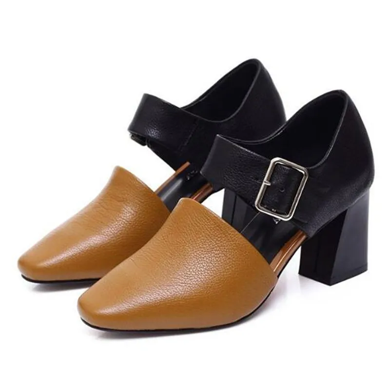 جديد حقيقي بولي Leather جلد النساء مضخات الربيع/الخريف النساء أحذية أشار تو كعب مكتنز أحذية للنساء مثير عالية الكعب أحذية عمل