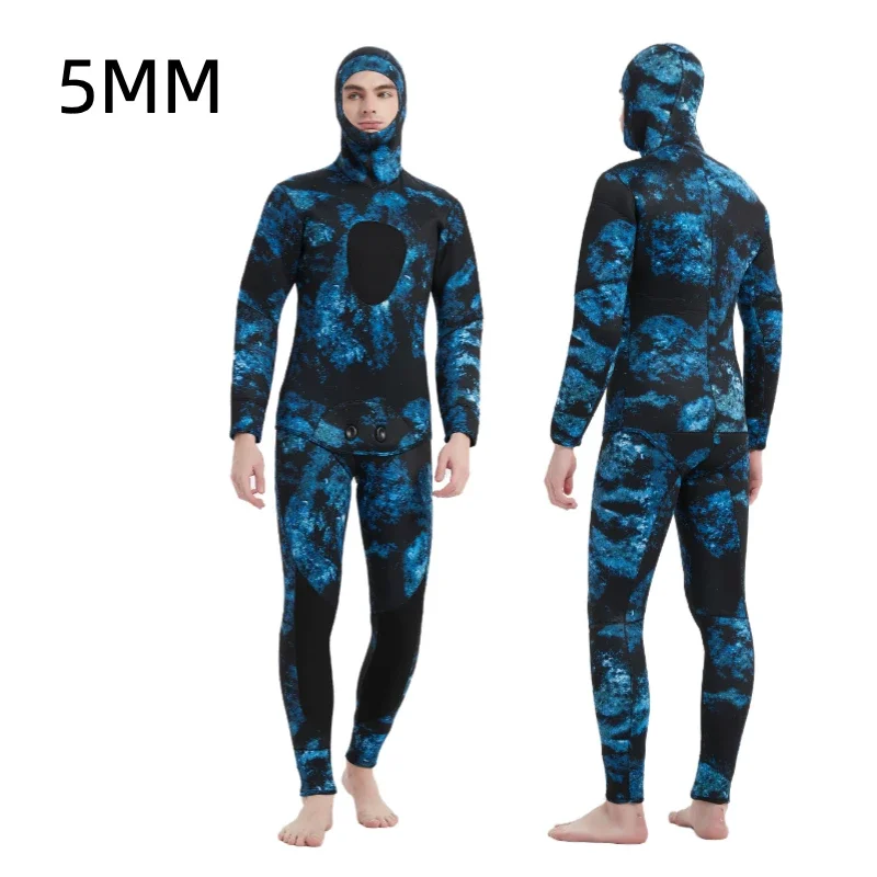 Diving Cargo Mens 5MM Wetsuit Camouflage 2 Pieces Set Spearfishing Warm Fishing Camo Surfers With Chloroprene Winter Diver Suit