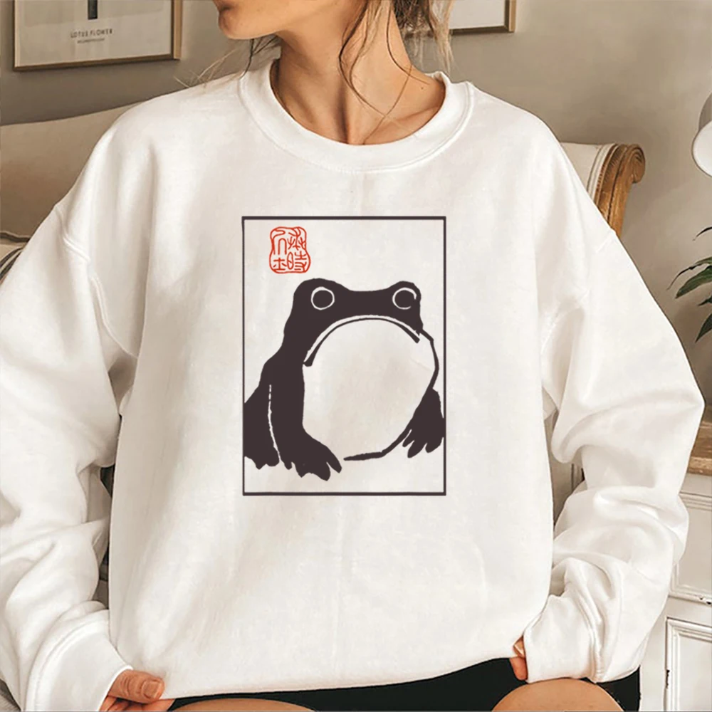 Unimpressed Frog Sweatshirt Japanese Aesthetic Hoodie Matsumoto Hoji Art  Funny Frog Sweater Frog Lover Crewneck Sweatshirts Top