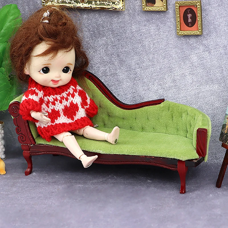 1:12 domek dla lalek miniaturowa Sofa w stylu retro cesarska konkubina kanapa krzesło meble salon Model Decor zabawka akcesoria do domu dla lalek