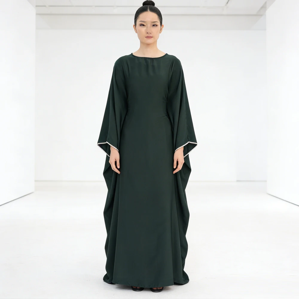 

Eid Djellaba Batwing Butterfly Satin Abaya Dubai Kaftan Muslim Prayer Dress Abayas for Women Kebaya Caftan Robe Vestido Jalabiya