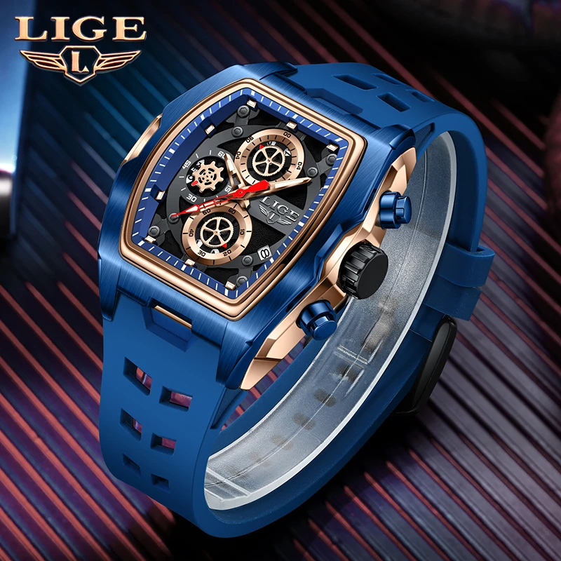 LIGE 2025 موضة الساعات الفاخرة الرجال الرياضة العسكرية كوارتز ساعات المعصم مقاوم للماء مضيئة تاريخ ساعة رجالي عادية Reloj Hombre