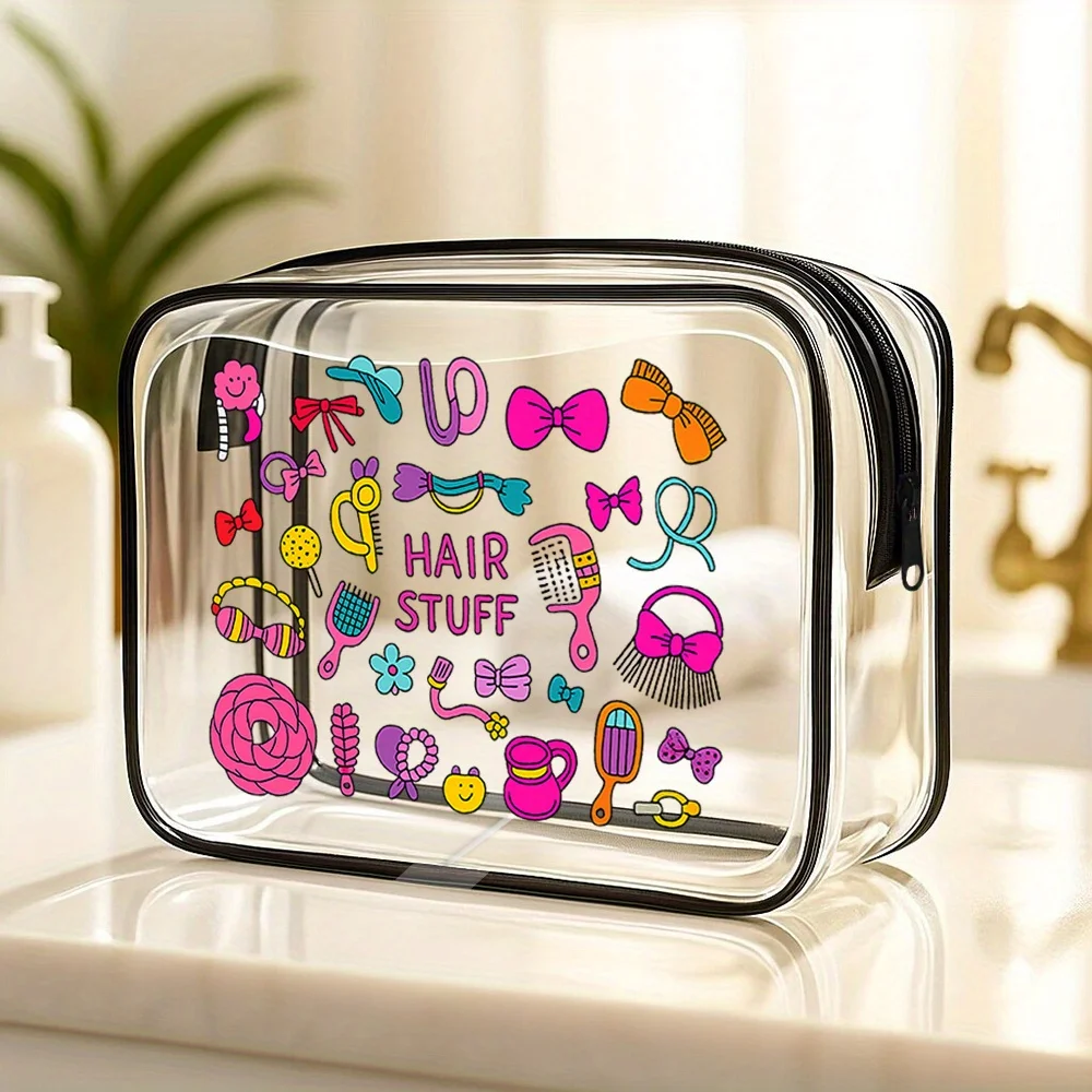

Прозрачная косметичка. Очаровательный дизайн волос для путешествий, тренажерного зала или пляжа. Идеальный подарок.