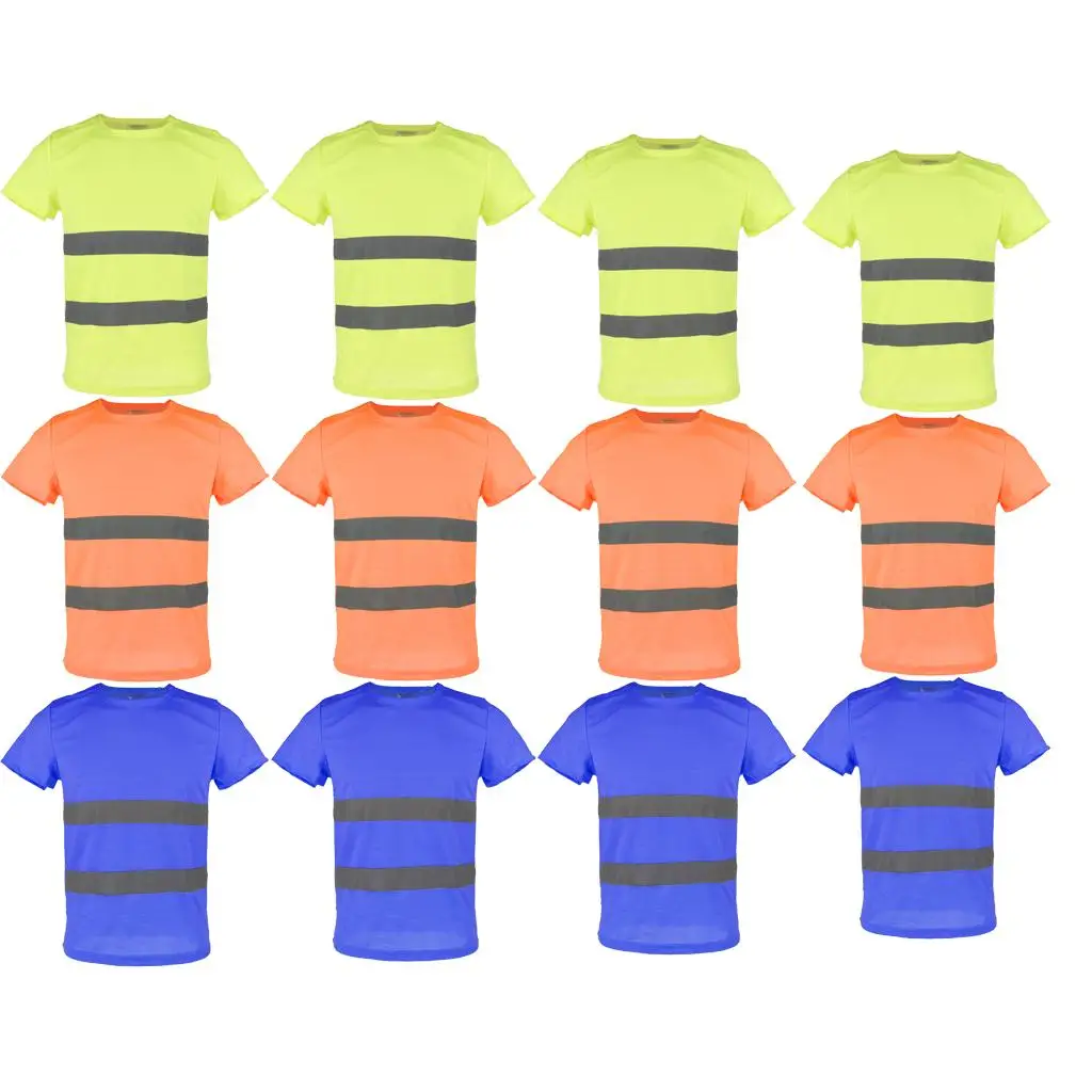 Safety T Shirt High Quality Reflective Clothes Comfortable Protective Workwear for Traffic Crossing Guards Night Running