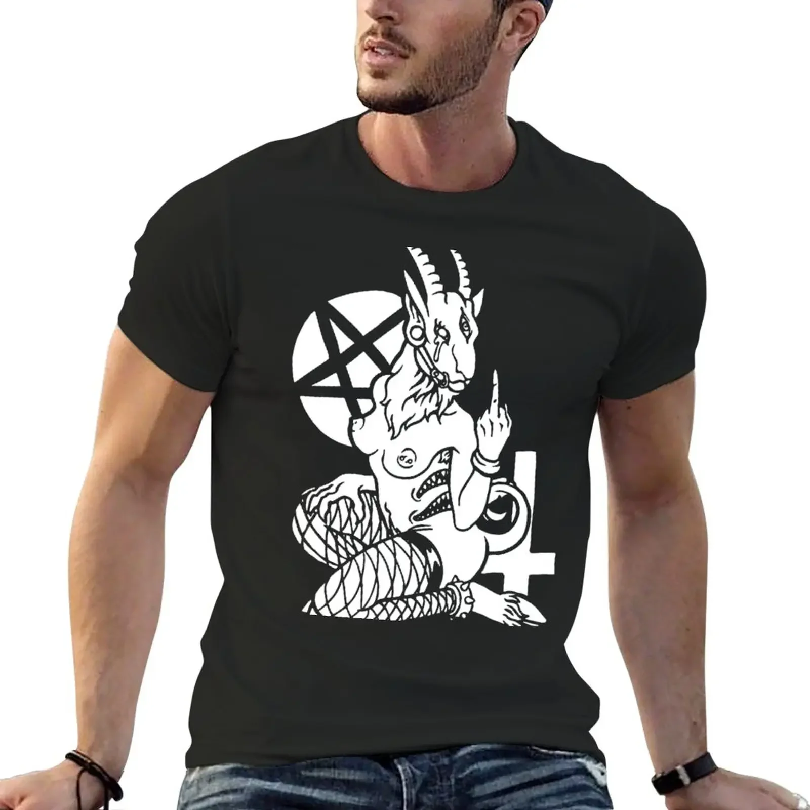 BDSM Sigil of Baphomet Goat of Mendes Satan Dark T-Shirt summer clothes kawaii clothes men clothing