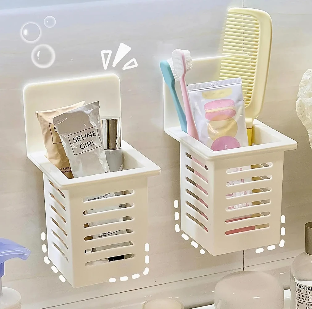 

1PC Wall Mounted Toothbrush Holder Set for Bathroom. Spoons and Forks Holder for Kitchen- Space Saving Toothbrush Storage