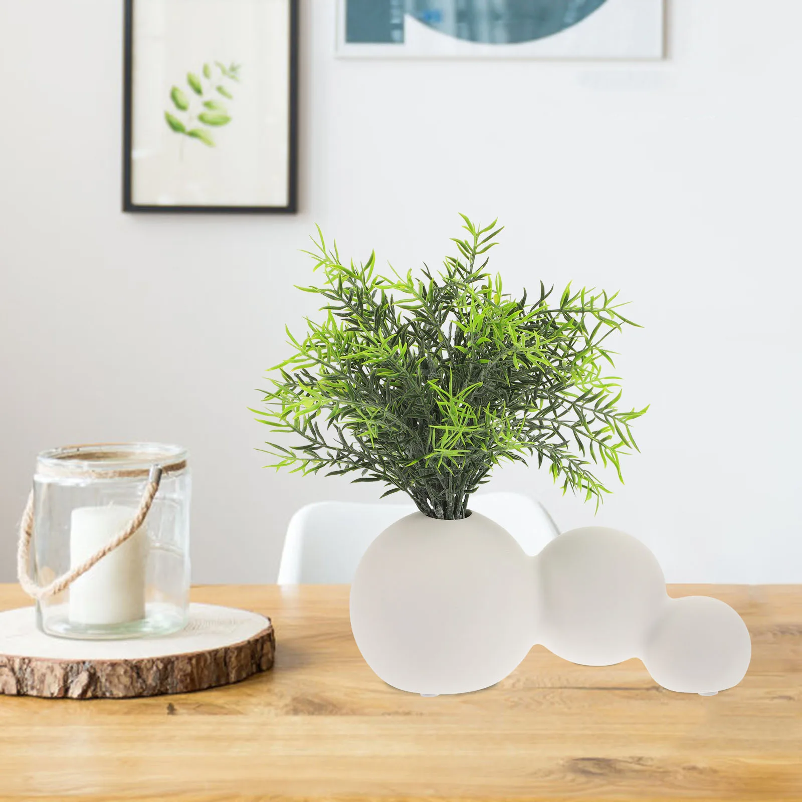 

Ceramic Vase Creative Shape Flower Arrangement Vase Artificial Flowers Container Safe Material Elegant Design Home Decor