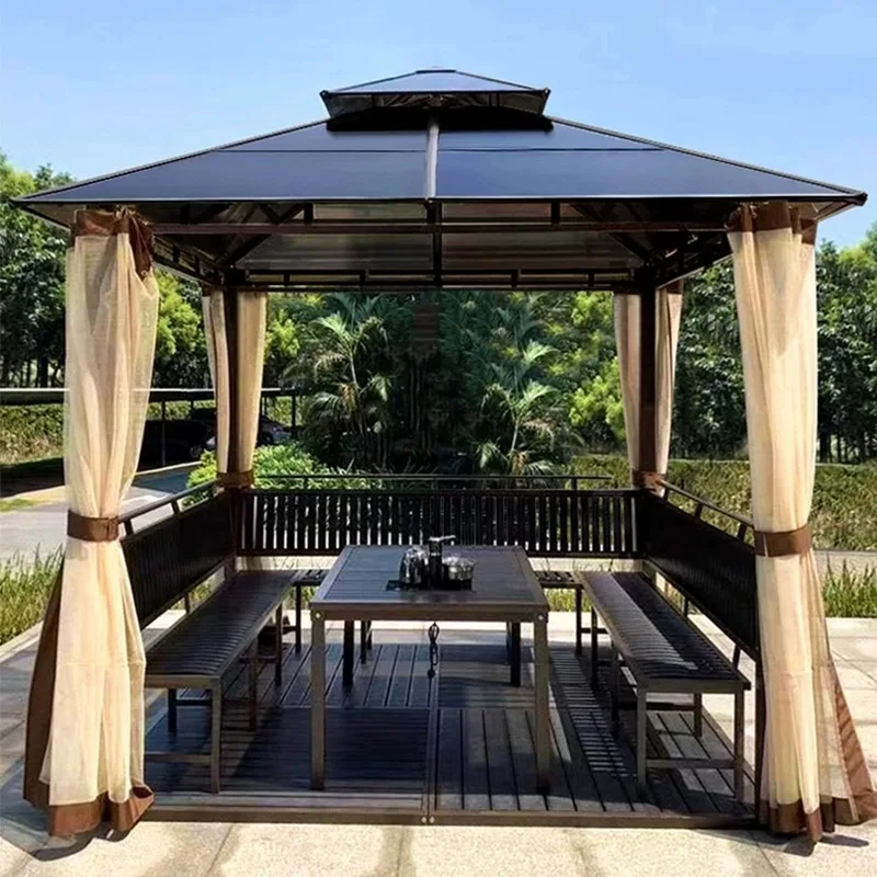 Pavilion Rainproof Awning Aluminum Alloy Garden Beach Tent Pavilion Outdoor Awning Courtyard Villa Garden View