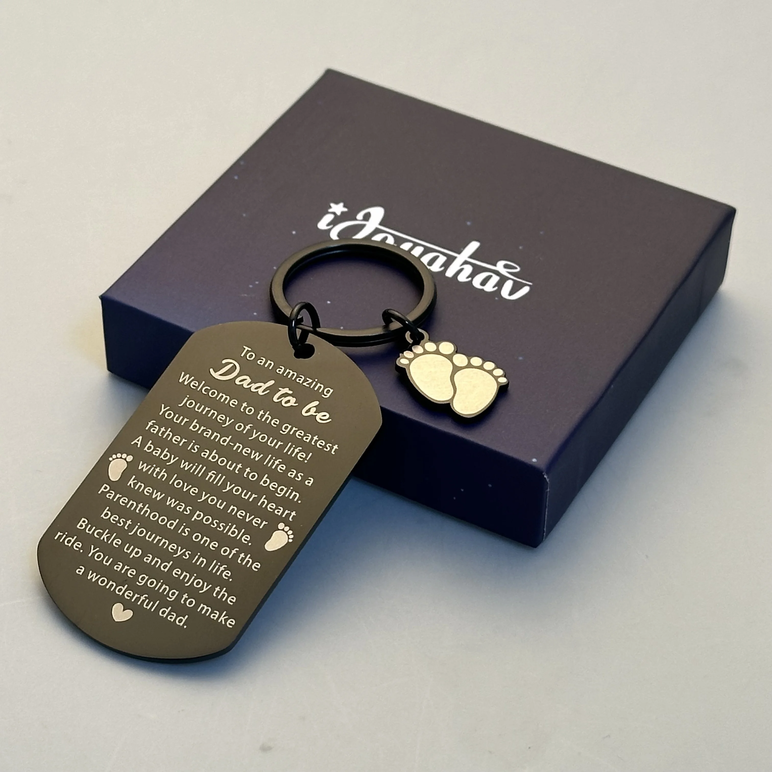 

iJoyahav Daddy Keychain First Father's Day Gift for Husband from Wife Car Key Accessories Unique Birthday Gifts Black Keyring