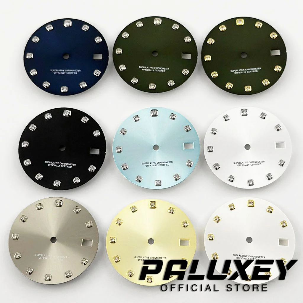 NH35 28.5MM Sunburst Diamond Time Marker Dial Sunray-Pattern Diving Mechanical Watch Dial for NH35 4R35 Movement Accessories