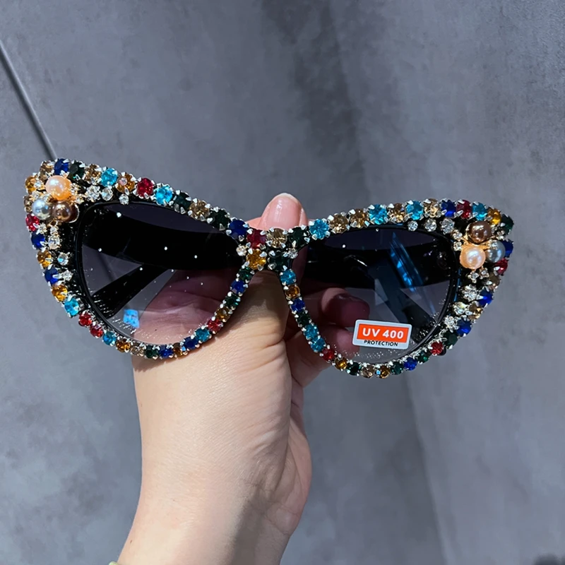 2025 Oversize Cat Eye Sunglasses Women Brand Designer Luxury Retro Crystal Sexy Sun Glasses For Ladies Oculos De Sol Feminino