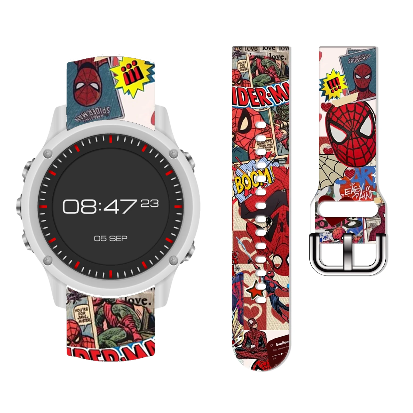 

20mm Amazing Spider-Man Series Strap for Samsung Galaxy Watch 7/6/5 40mm 44mm Band Replaceable Bracelet for Xiaomi Amazfit Band