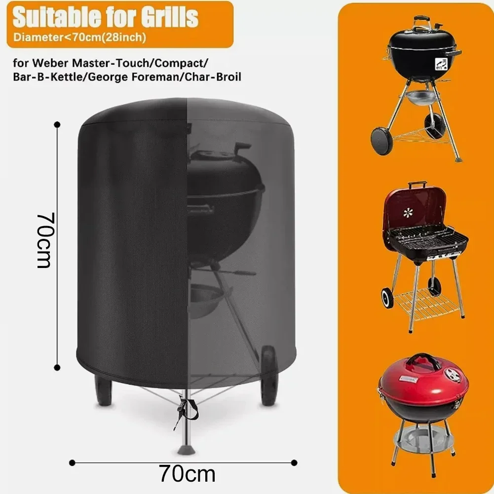 For Raweao Kettle BBQ Cover For Weber 57Cm Waterproof Barbecue Cover Round BBQ Black Outdoor Grill Cover Barbeque Grill Covers