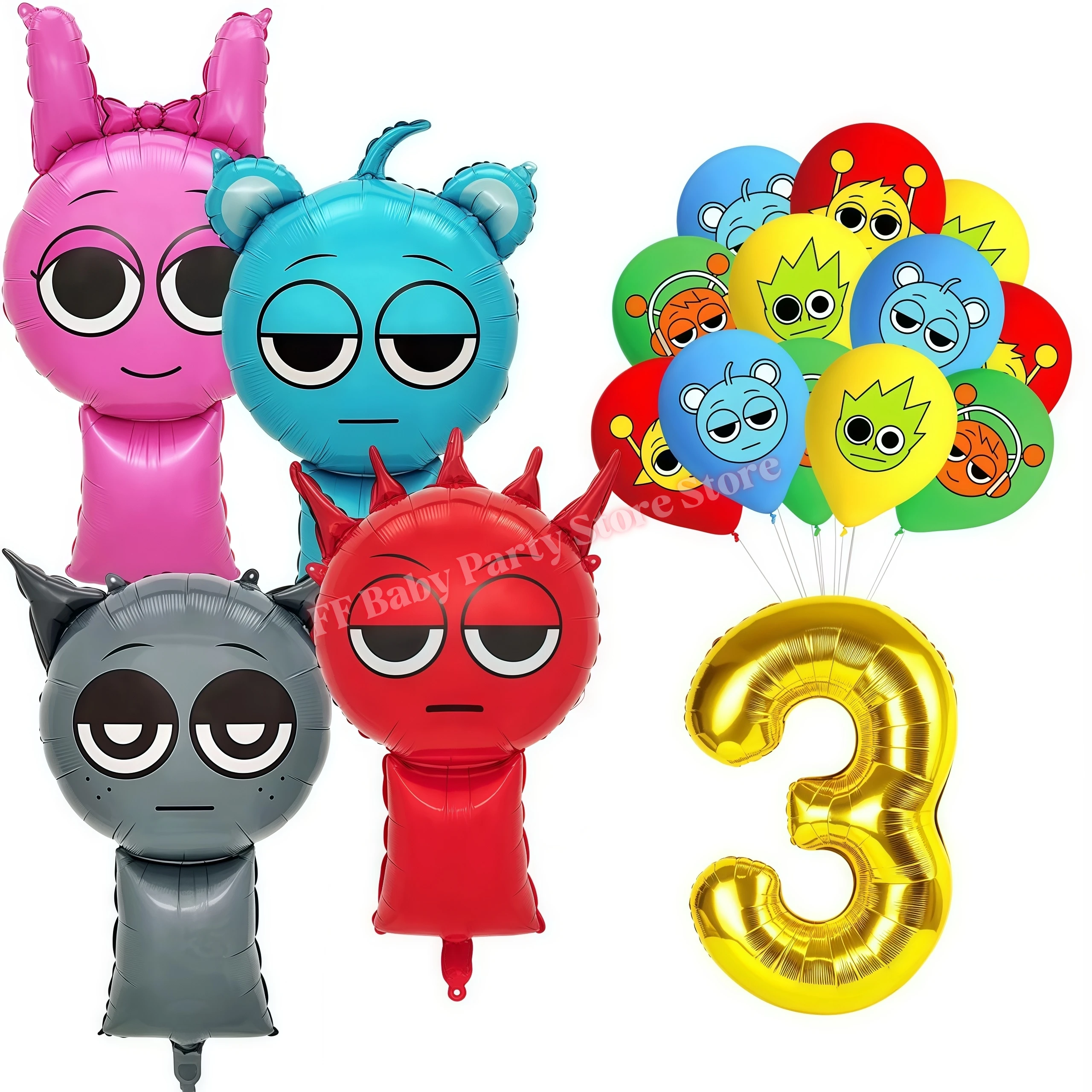 Sprunkis Geburtstagsparty-Dekorationsset Ballons Teller Becher Servietten für Jungen Mädchen Party-Geschenke Babyparty Kinder-Event-Zubehör – Detail 33