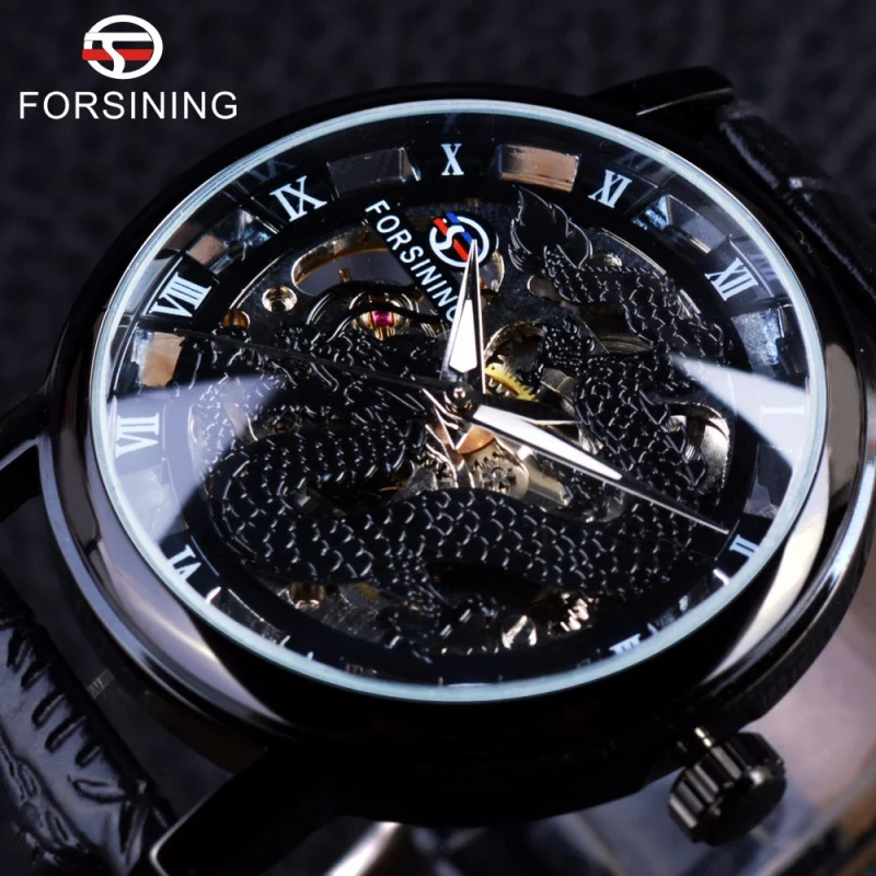 Free Shipping OUTLETSforsining Men's Fashion Casual Hollow Dragon Pattern Manual Manipulator Watch