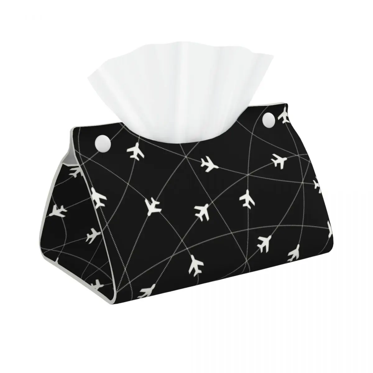 Air Traffic Controllers Tissue Box Holder Rectangular Fighter Pilot Aircraft PU Leather Facial Tissue Box Cover for Car Home