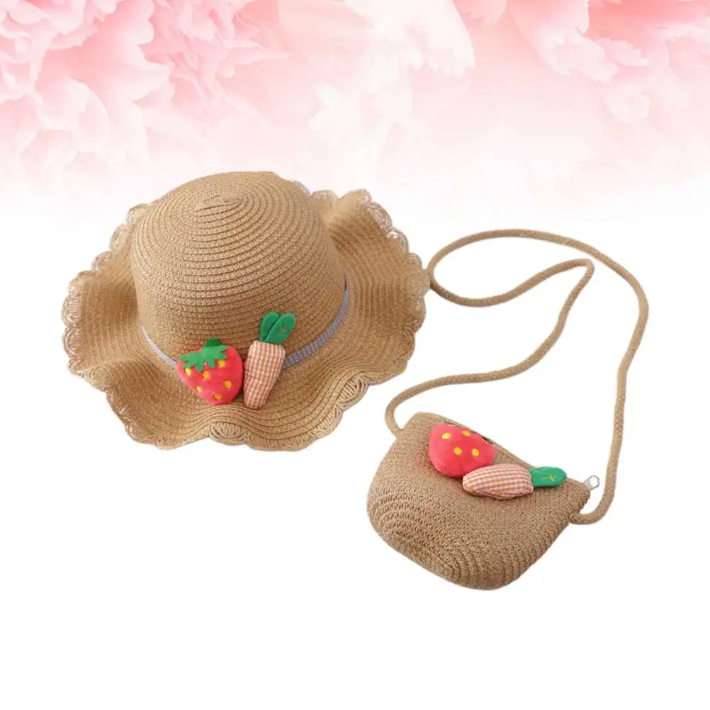 

Kids Straw Hat Beach Hat Cross Body Bag Adorable Bag Skin friendly Breathable Sun Protection Outdoor Fishing Cycling Hiking