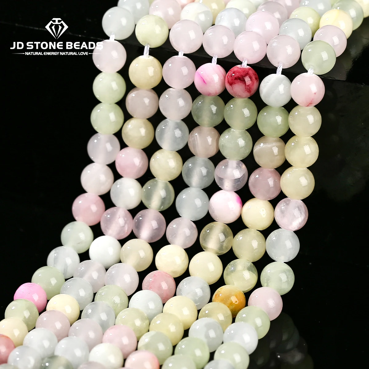 الحجر الطبيعي مختلط اللون زهرة الأفغانية حبة اليشم فاصل مستدير فضفاض لصنع المجوهرات أساور يدوية القلائد اكسسوارات #1