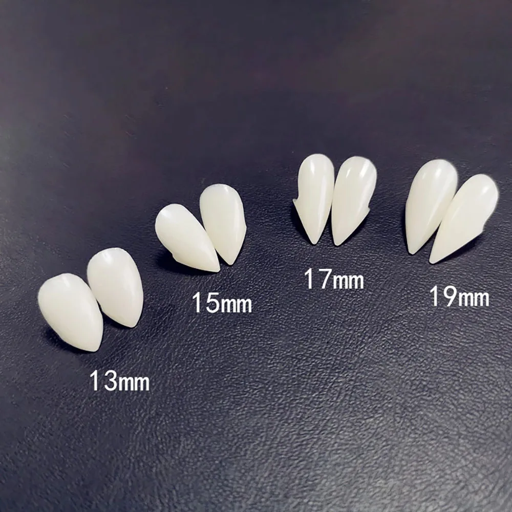 Halloween-Dekoration Vampirzähne, 1,3-1,9cm Fangzähne, Künstliche Zähne mit Zahnprothesen-Klebstoff, Halloween-Cosplay-Kostüm-Requisiten – Detail 6