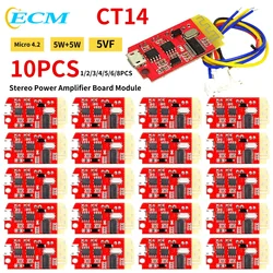 1-10pcs CT14 Micro 4.2 Power Amp Board Module 5VF 5W+5W Bluetooth-Compatible with Charging Port for Refitting Idle Sound Box