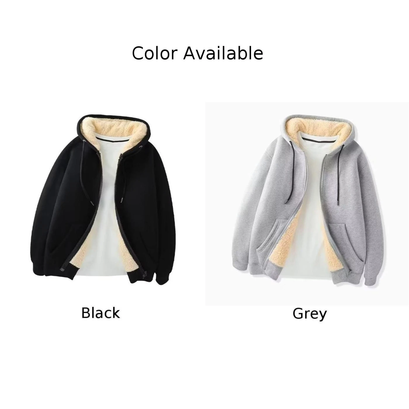Sudadera con capucha para hombre, chaqueta con cremallera completa, forro polar acolchado, gris/Negro, M, 4XL