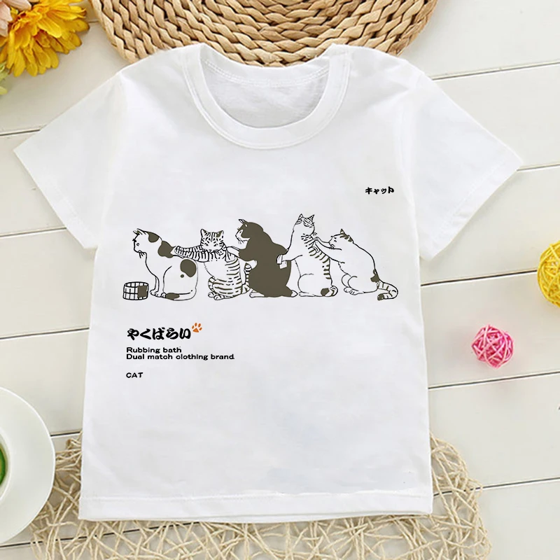 Kid T Shirt Cat Kawaii Manga Japanese Anime Children T-shirt Kids Clothes Tshirt Tops Tee Boys Girls Tee Baby Cute Y2k