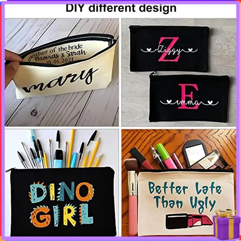 

21 PCS DIY Blank Fabric Pencil Case Travel Toiletry Bag With Zip For DIY Homework, Makeup, Document Bag