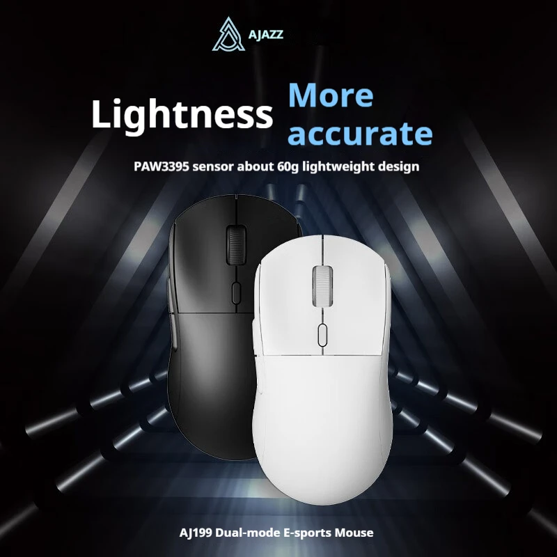 

AJAZZ Aj199 Wired /2.4G Wireless Dual-Mode Mouse Paw3395 26000DPI Desktop Laptop about 60G Lightweight E-sports Mouse