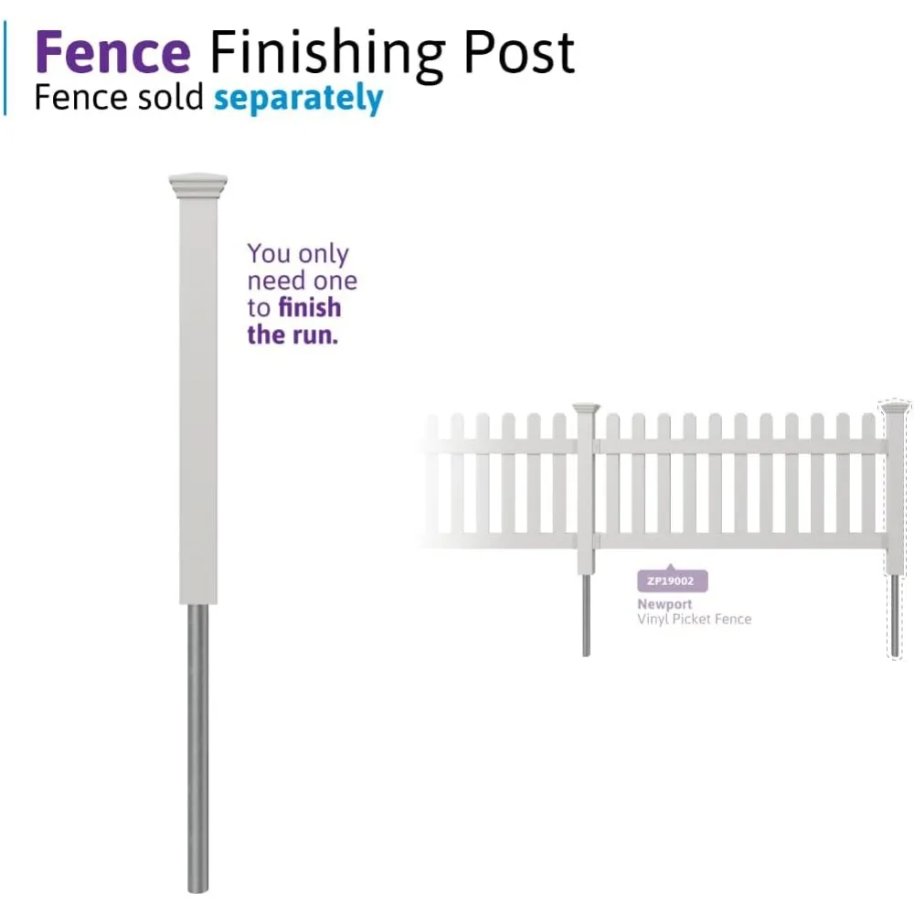 عمود تشطيب السياج بطول 3 أقدام، سهل التركيب بدون حفر سياج أبيض للفناء الخلفي أو الفناء، ألواح سياج خارجية #5