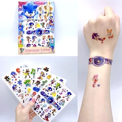 Pegatinas de Sonic The Hedgehog para niños, tatuaje desechable de transferencia de agua, DIY, 4 piezas