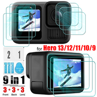 9 IN 1 Screen Protector for GoPro Hero 13 12 11 10 9 Black Ultra Clear 9H Hard Tempered Glass Films For GoPro Hero 9/10/11/12/13